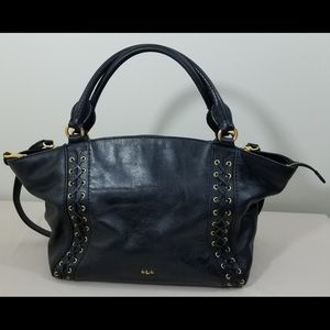RLL Ashfield Adaline Black Leather Satchel Bag